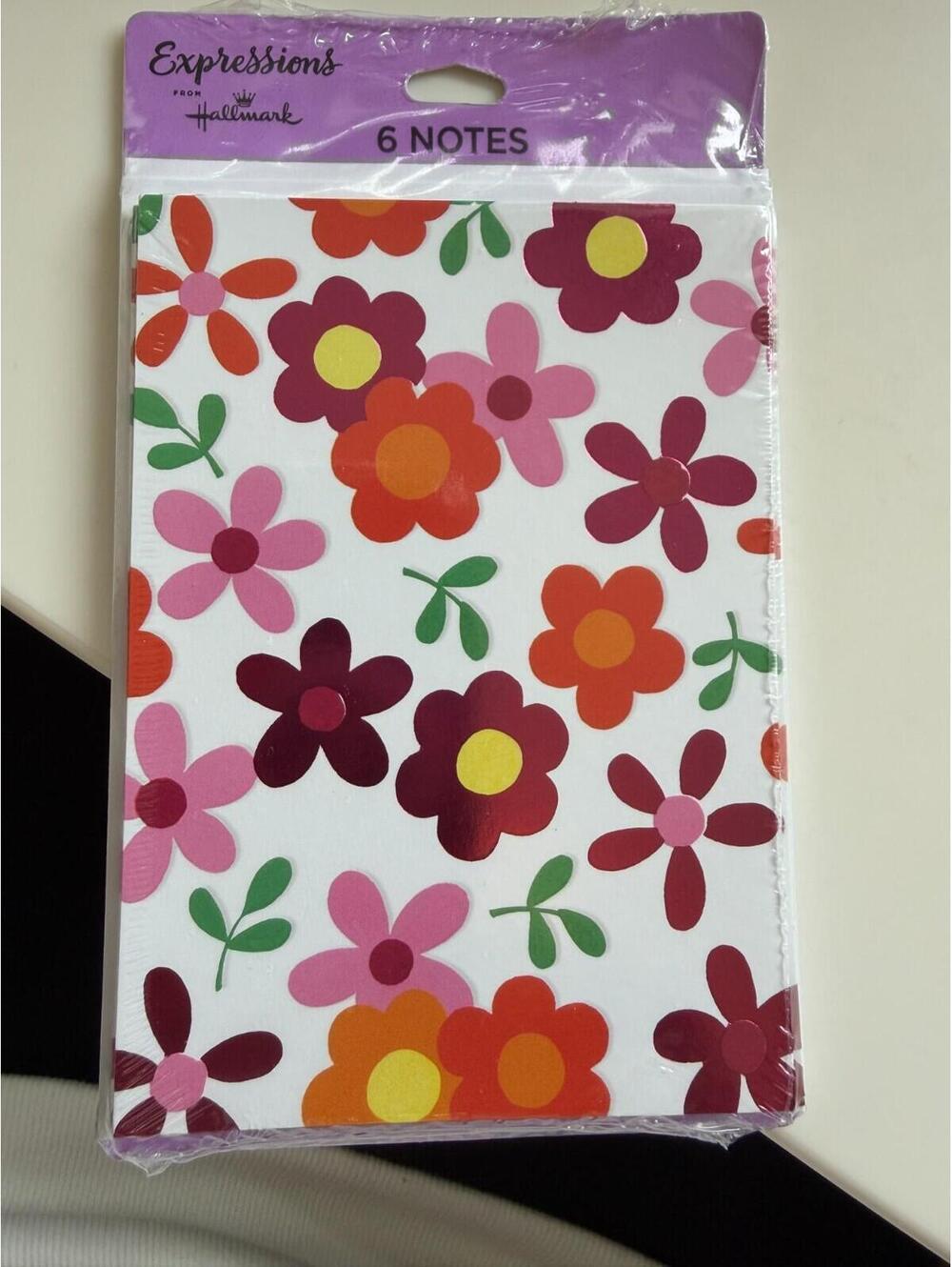 Hallmark Expressions Note Cards Colorful flowers Blank metallic highlights 6 New
